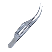 Precision Barraquer Style Colibri Forcep Short Handle Design With 17mm x 5.5mm Finger Grip Cut-Out Very Delicate (0.12mm) 1 x 2 Teeth Without Tying Platforms Overall Length Of 2.9" (75.6mm)  